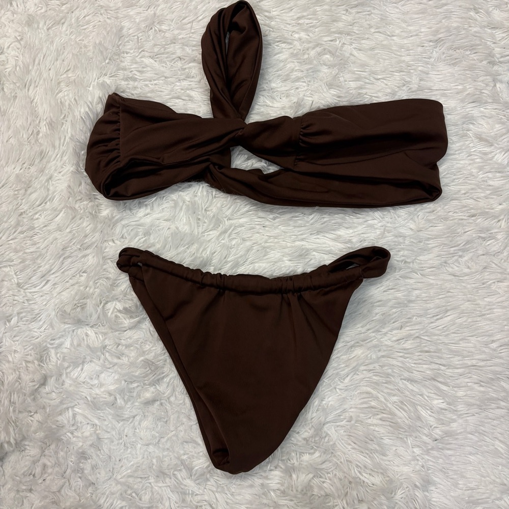AEXAE Brown Wrap Tie Bikini Set - Picture 4 of 5